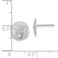 14K White Gold Polished Mini Sand Dollar Post Earrings-TE790W