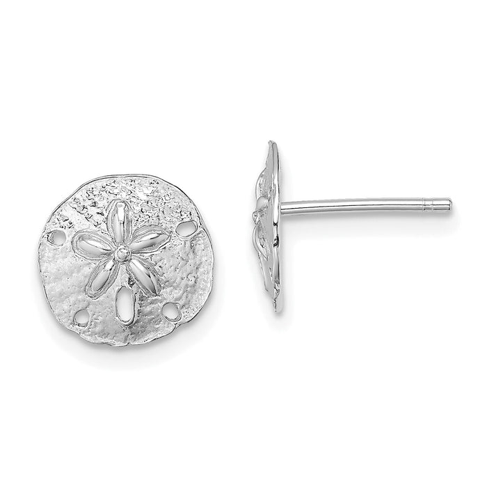 14K White Gold Polished Mini Sand Dollar Post Earrings-TE790W