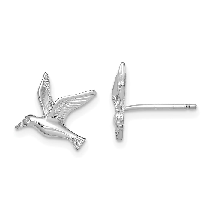 14K White Gold Polished Seagull Post Earrings-TE791W