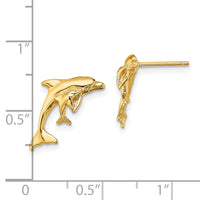 14K Polished Dolphin and Baby Post Earrings-TE799