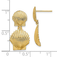 14K Double Scallop Shell Post Earrings-TE813