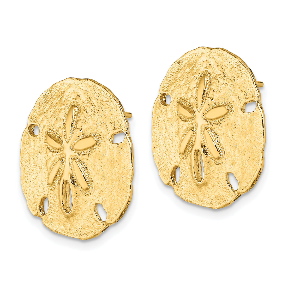 14K Polished Sand Dollar Post Earrings-TE814