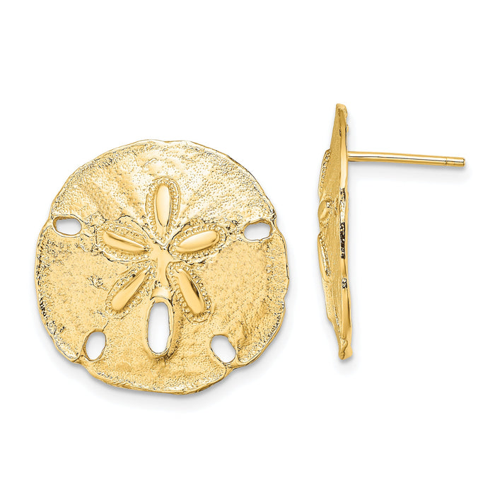 14K Polished Sand Dollar Post Earrings-TE814