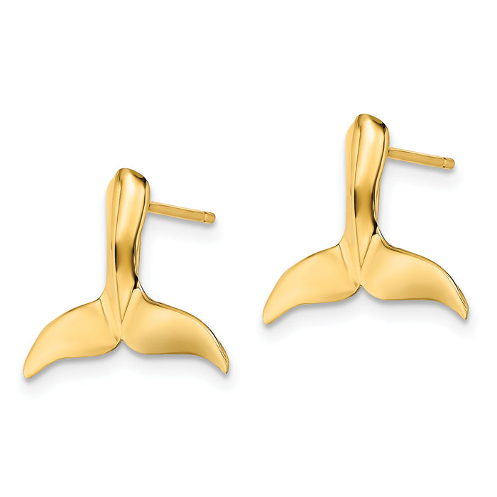 14K 2-D Whale Tail Post Earrings-TE819