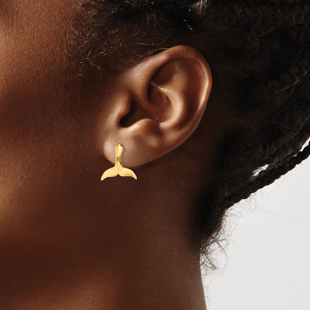 14K 2-D Whale Tail Post Earrings-TE819