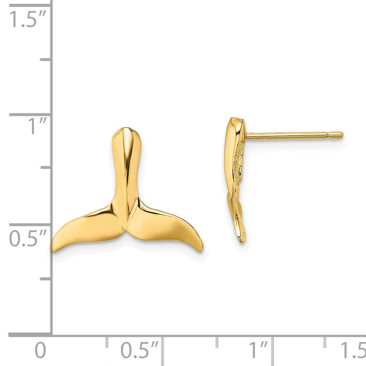 14K 2-D Whale Tail Post Earrings-TE819