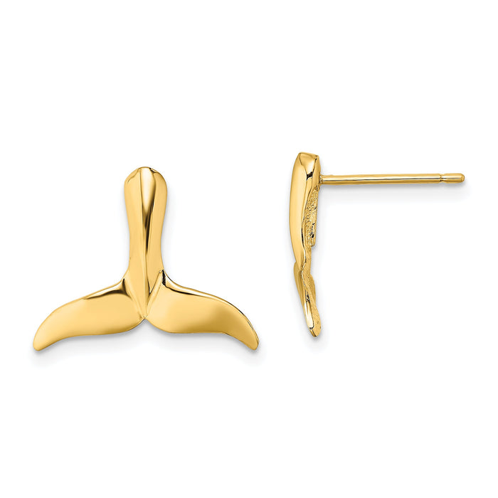 14K 2-D Whale Tail Post Earrings-TE819