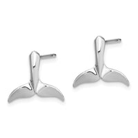 14K White Gold Whale Tail Post Earrings-TE819W