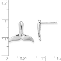 14K White Gold Whale Tail Post Earrings-TE819W