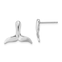 14K White Gold Whale Tail Post Earrings-TE819W