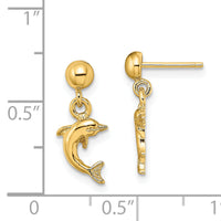 14K Mini Jumping Dolphin Dangle Earrings-TE820