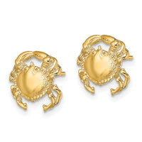 14K Polished / 2-D Crab Post Earrings-TE821