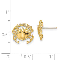 14K Polished / 2-D Crab Post Earrings-TE821