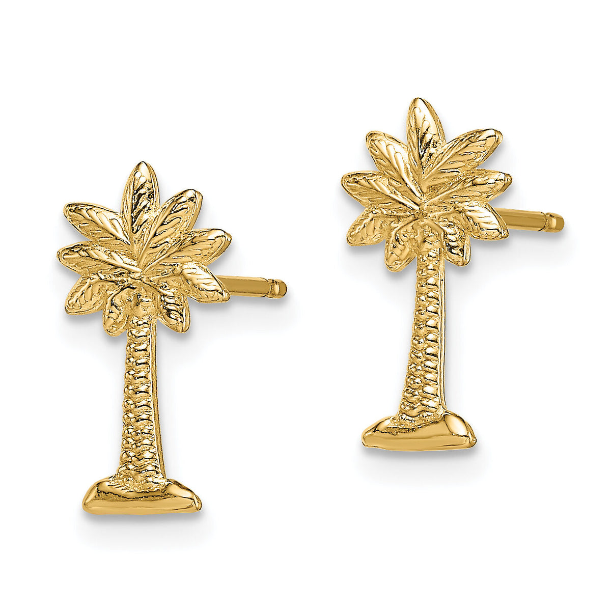 14K Mini Palmetto Palm Tree Post Earrings-TE823