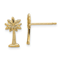 14K Mini Palmetto Palm Tree Post Earrings-TE823
