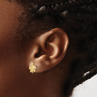 14K 2-D  Textured Sea Turtle Post Earrings-TE828
