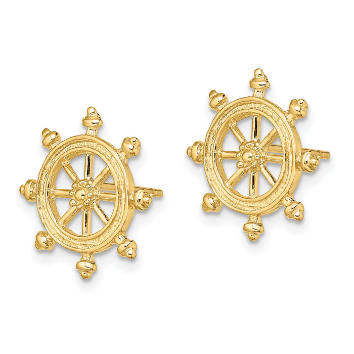 14K Ship's Wheel Post Earrings-TE833