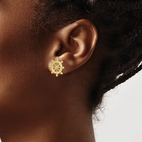 14K Ship's Wheel Post Earrings-TE833