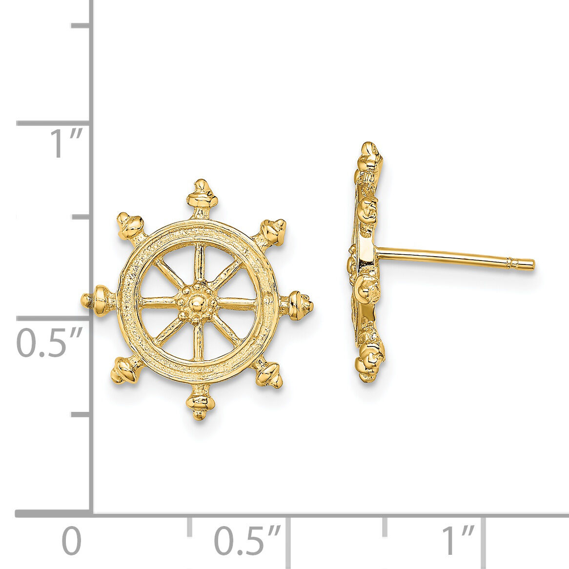 14K Ship's Wheel Post Earrings-TE833