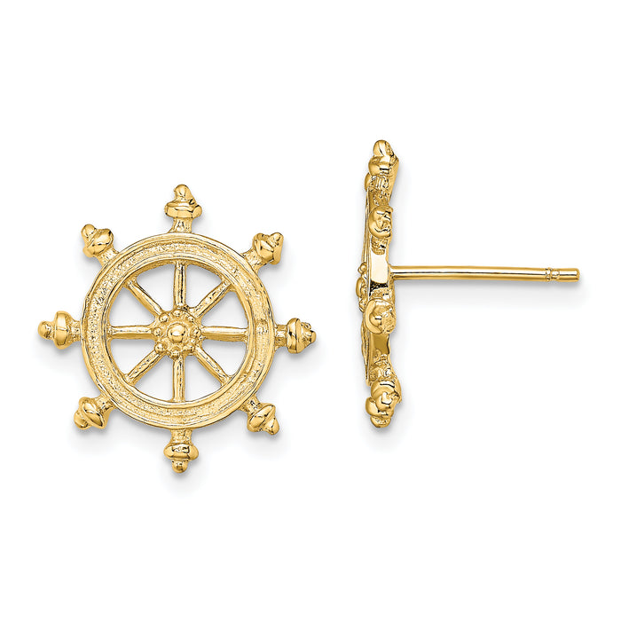 14K Ship's Wheel Post Earrings-TE833
