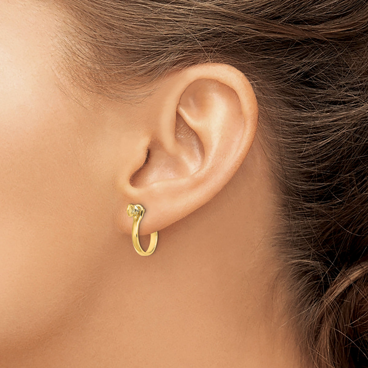 14k  3D Shackle Link Screw Earrings-TE834
