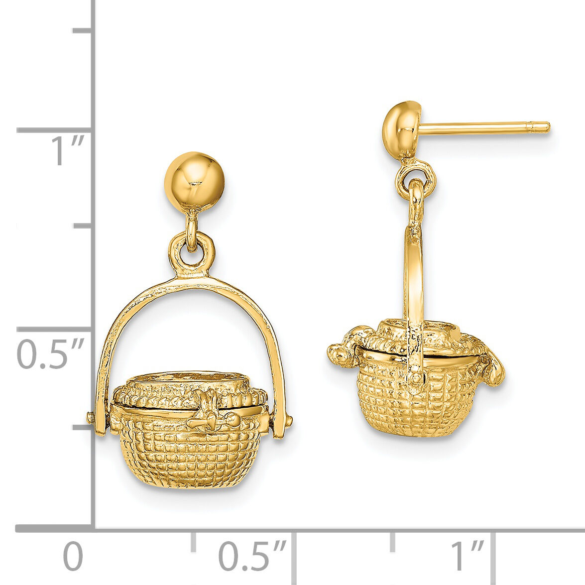 14K 3-D Nantucket Basket Dangle Earrings-TE835