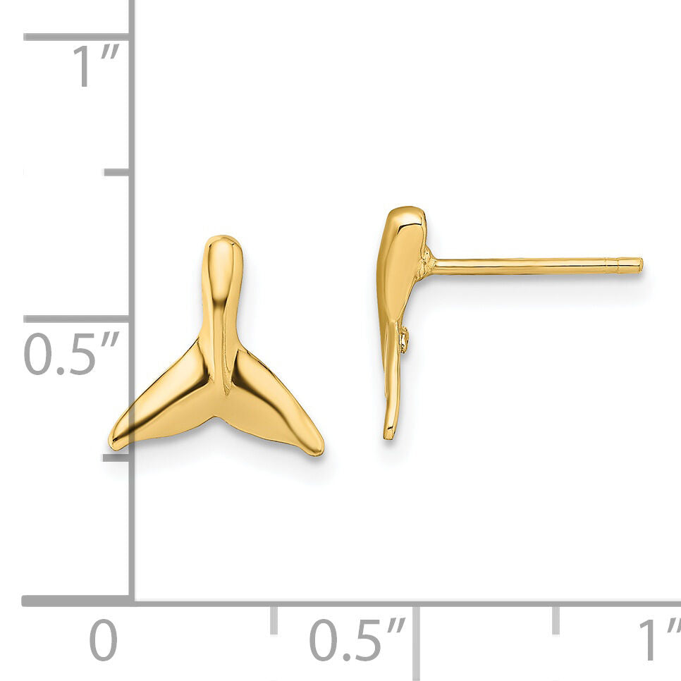 14K Mini Whale Tail Post Earrings-TE838