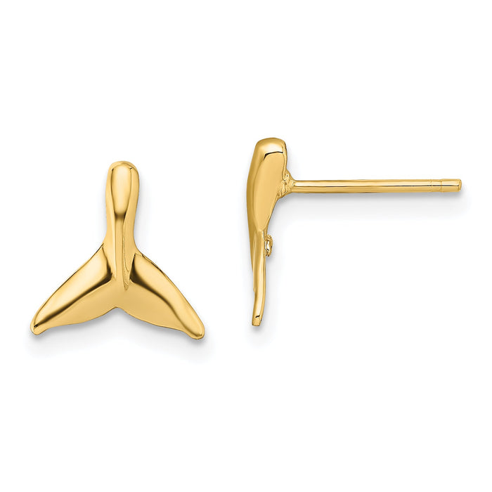 14K Mini Whale Tail Post Earrings-TE838