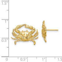 14K 2-D Blue Crab Post Earrings-TE841