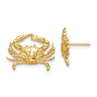 14K 2-D Blue Crab Post Earrings-TE841