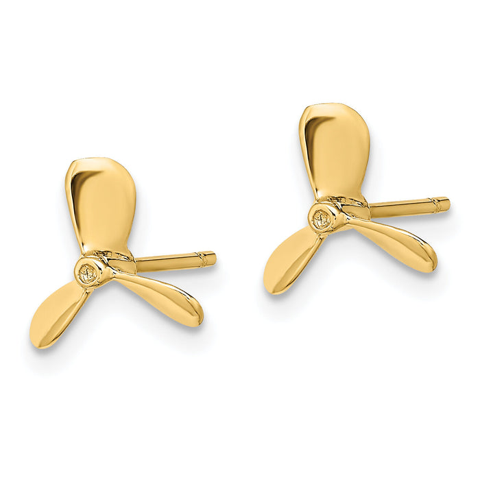14K 2-D Propeller Post Earrings-TE843