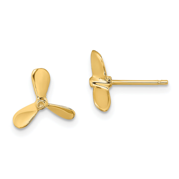 14K 2-D Propeller Post Earrings-TE843