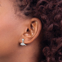 14K White Gold 3-D Polished Mini Manatee Dangle Earrings-TE845W