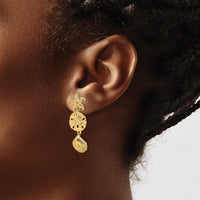 14K D/C Starfish, Shell ,Sand Dollar Dangle Earrings-TE847