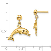 14K Jumping Dolphin Dangle Earrings-TE848