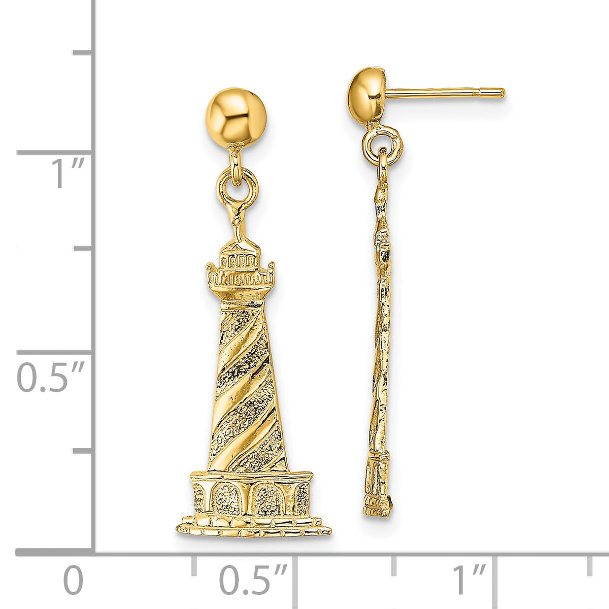 14K Cape Hatteras Lighthouse Earrings-TE855