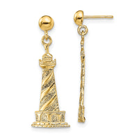 14K Cape Hatteras Lighthouse Earrings-TE855