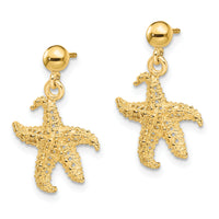 14K 3D Starfish Post Dangle Earrings-TE863