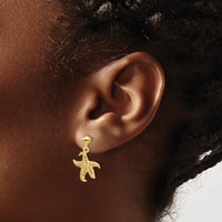 14K 3D Starfish Post Dangle Earrings-TE863