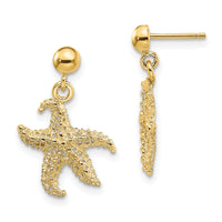 14K 3D Starfish Post Dangle Earrings-TE863