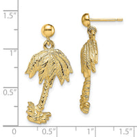 14k Palm Tree Post Dangle Earrings-TE865