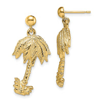 14k Palm Tree Post Dangle Earrings-TE865