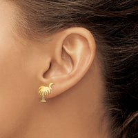 14K Charleston Palm Tree w/ Moon Post Earrings-TE870