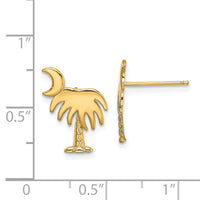 14K Charleston Palm Tree w/ Moon Post Earrings-TE870