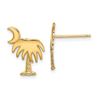 14K Charleston Palm Tree w/ Moon Post Earrings-TE870