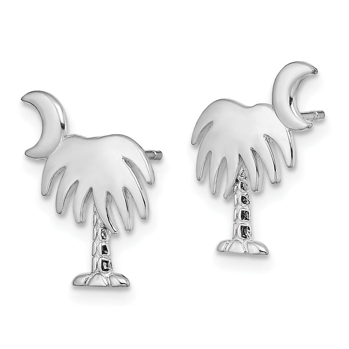 14K White Gold White Charleston Palm Tree w/ Moon Earrings-TE870W