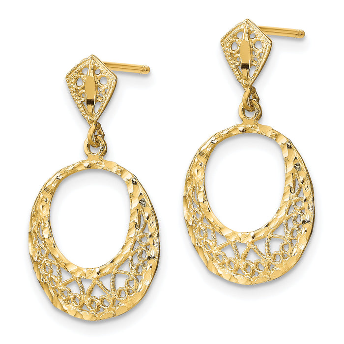 14K Fancy D/C Post Dangle Earrings-TE875