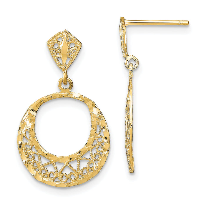 14K Fancy D/C Post Dangle Earrings-TE875