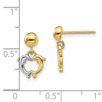 14K W/ Rhodium Dolphin Dangle Earrings-TE903