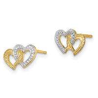14K w/White Rhodium Polished Intertwined Hearts Post Earrings-TE904